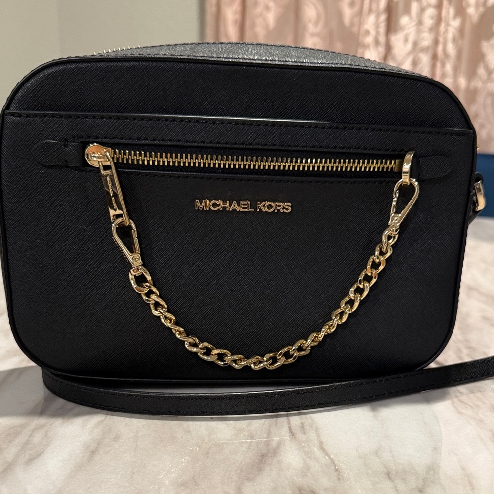 Michael Kors Black Crossbody Bag with Gold Chain